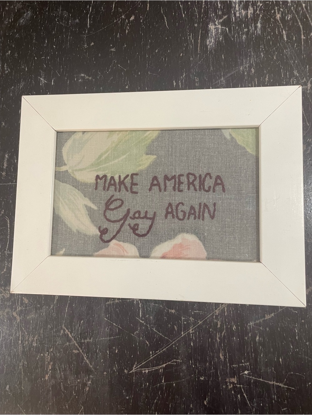 Make America Gay Again Framed Wall Art - White Frame - Handmade